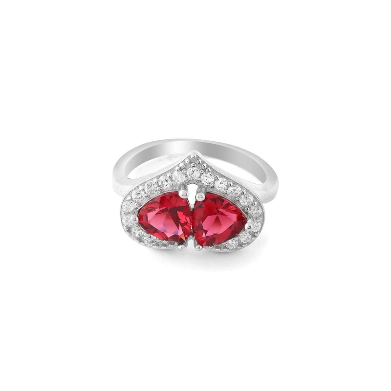 Rubies In A Heart Ring - Shining Silver.in