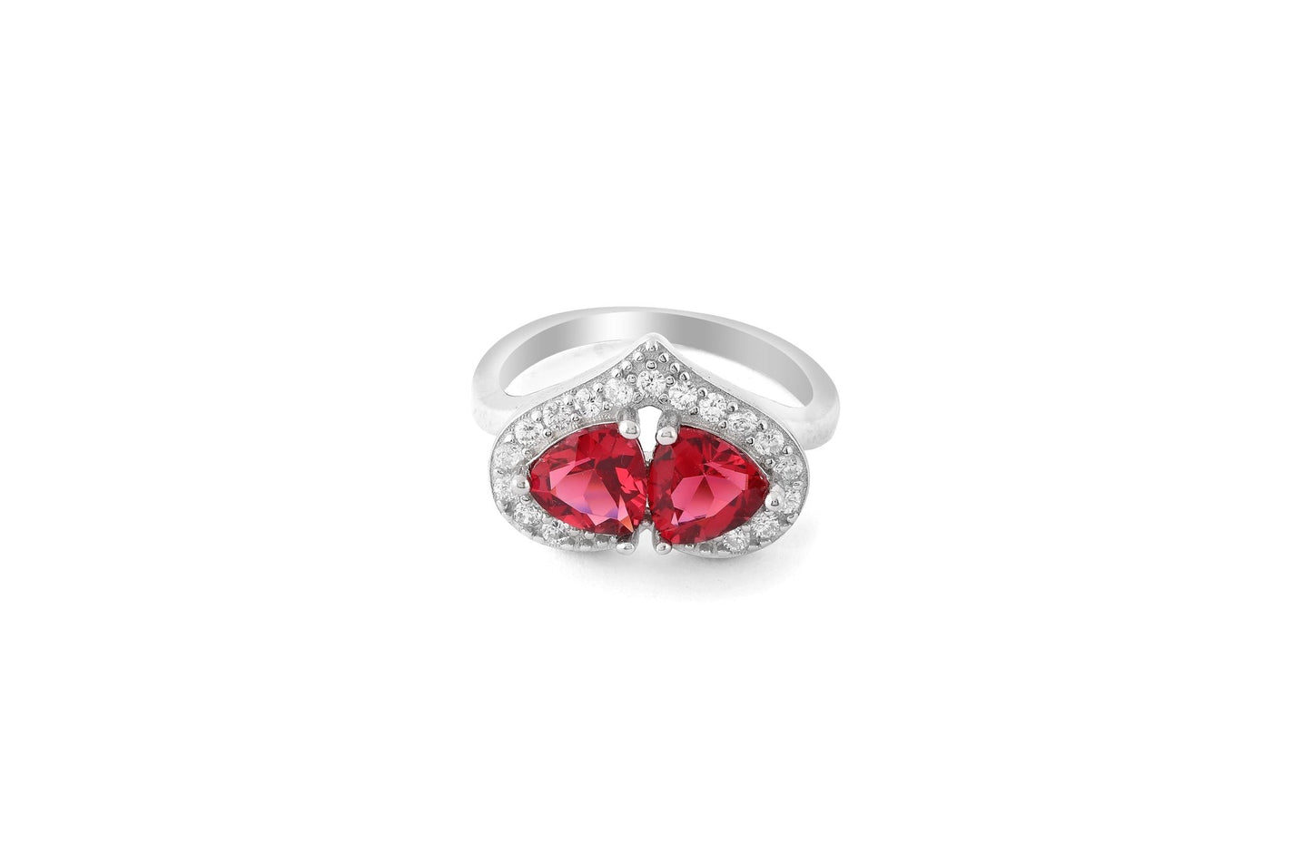 Rubies In A Heart Ring - Shining Silver.in