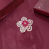 Ruby Blossom: Rosegold Cocktail Ring with Flower Design - Shining Silver.in