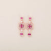 Ruby Radiance: Rose Gold Dangling Earrings with Square Design and Ruby Accents - Shining Silver.in