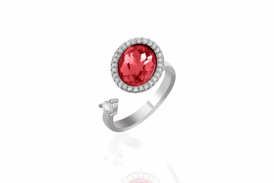 ruby red moving ring - Shining Silver.in