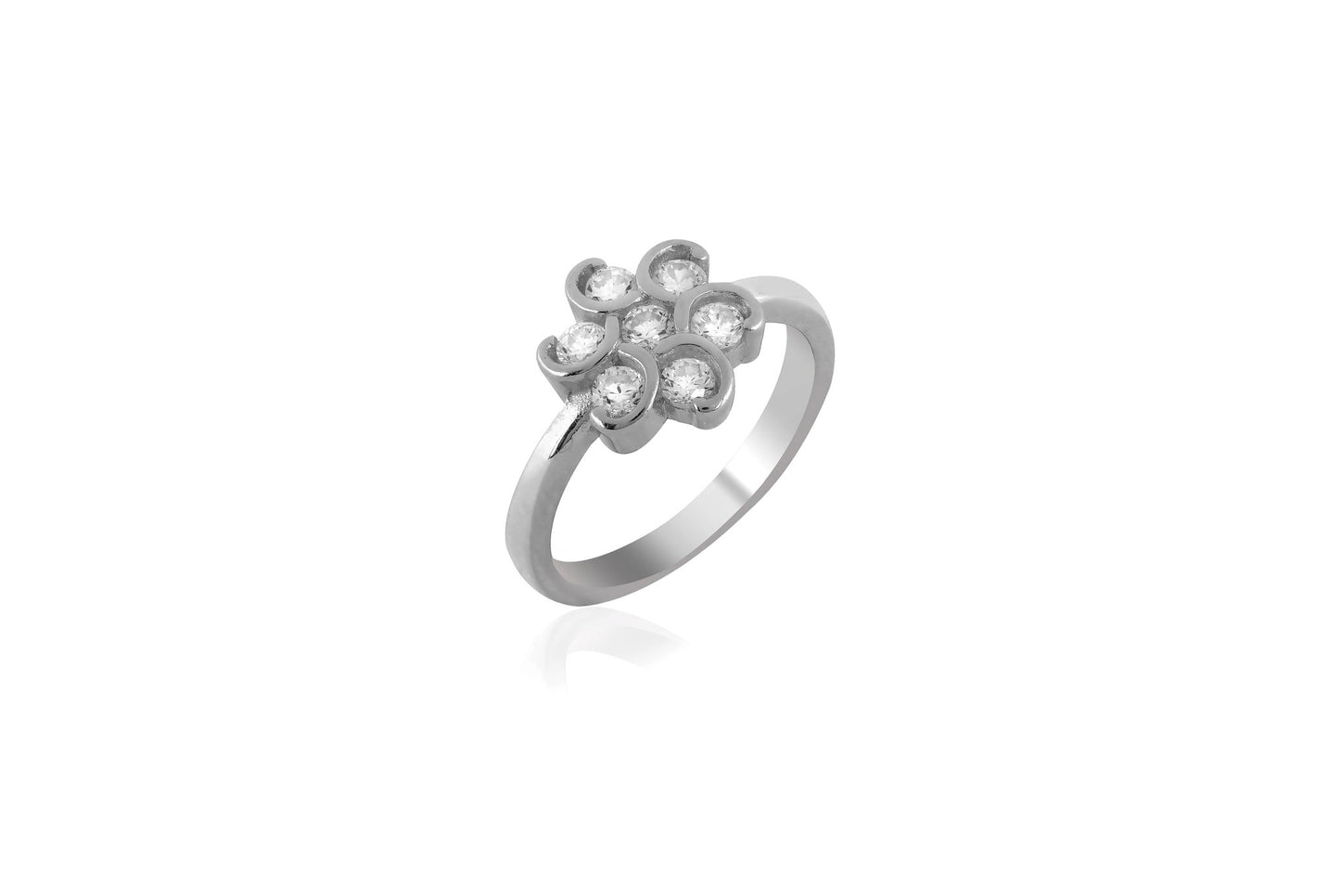 Sparkling Petal Bloom- Sterling Silver 925 Zircone Flower RIng For Women - Shining Silver.in