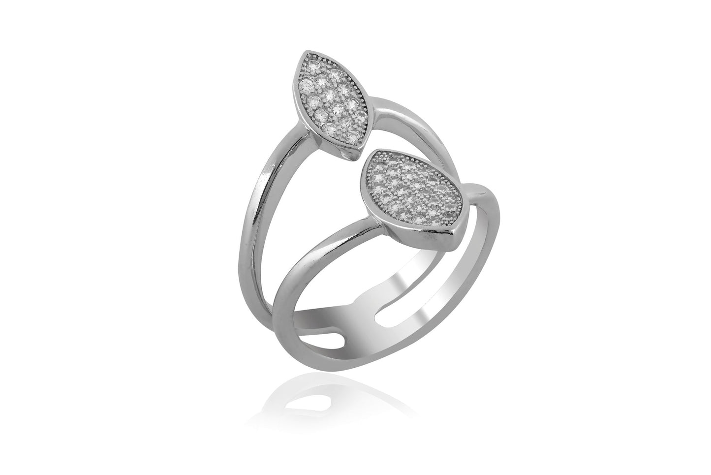 split leaf ring - Shining Silver.in