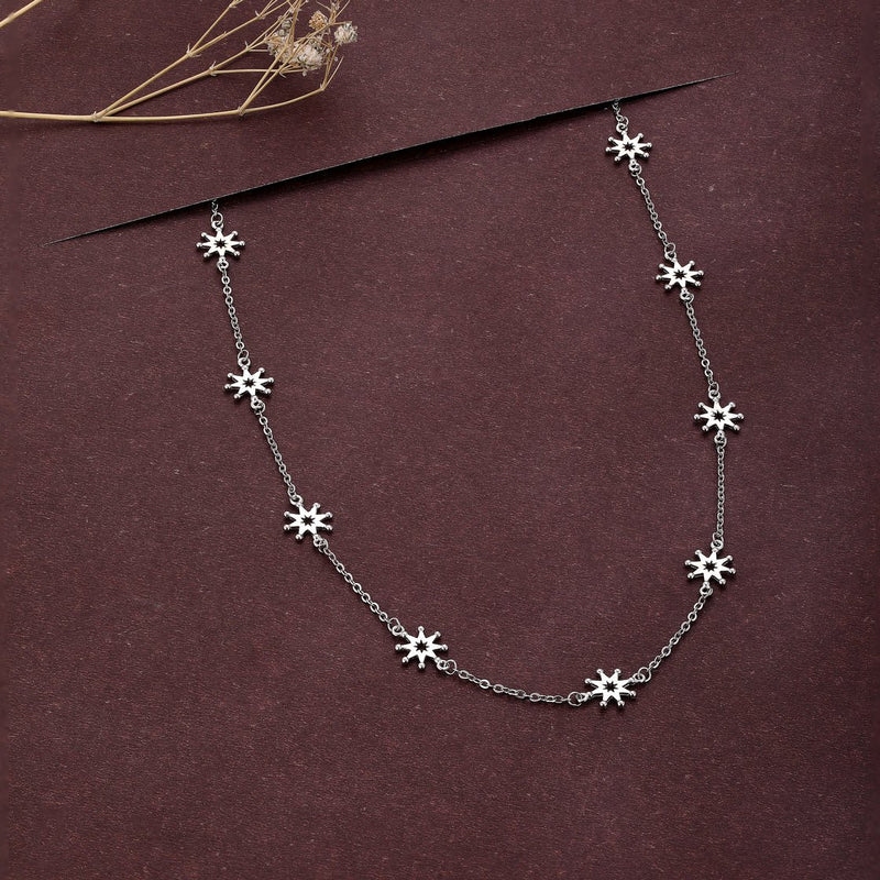 Starflower Chain Necklace - 925 Sterling Silver - Shining Silver.in