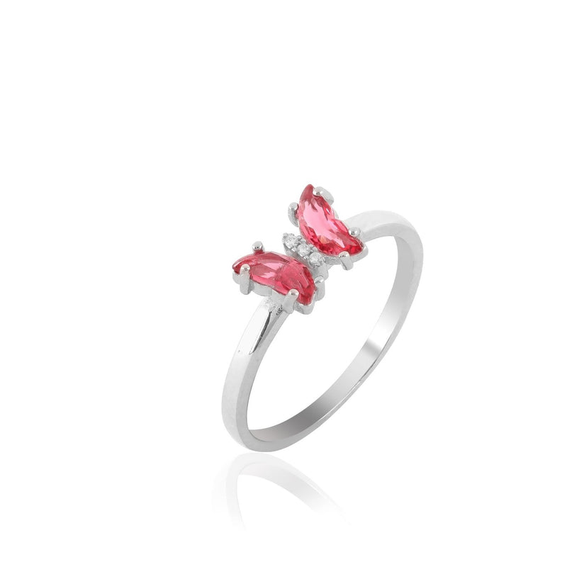 Sterling Silver Ruby Red Butterfly Ring For Women - Shining Silver.in