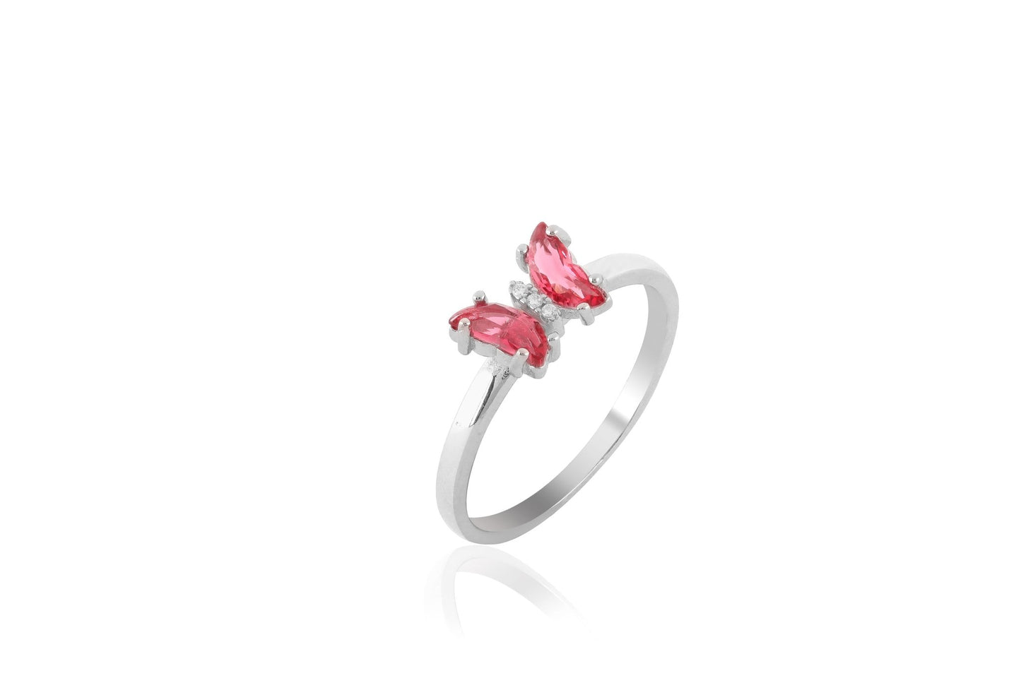 Sterling Silver Ruby Red Butterfly Ring For Women - Shining Silver.in