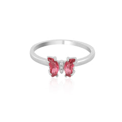 Sterling Silver Ruby Red Butterfly Ring For Women - Shining Silver.in