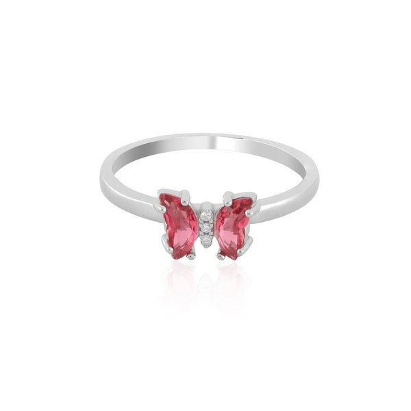 Sterling Silver Ruby Red Butterfly Ring For Women - Shining Silver.in