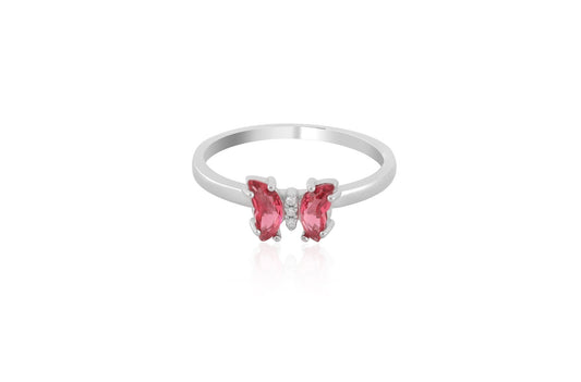 Sterling Silver Ruby Red Butterfly Ring For Women - Shining Silver.in