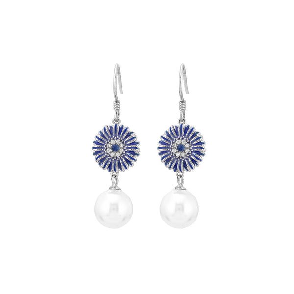 Sunlit Blue Hoop Earrings - 925 Sterling Silver - Shining Silver.in