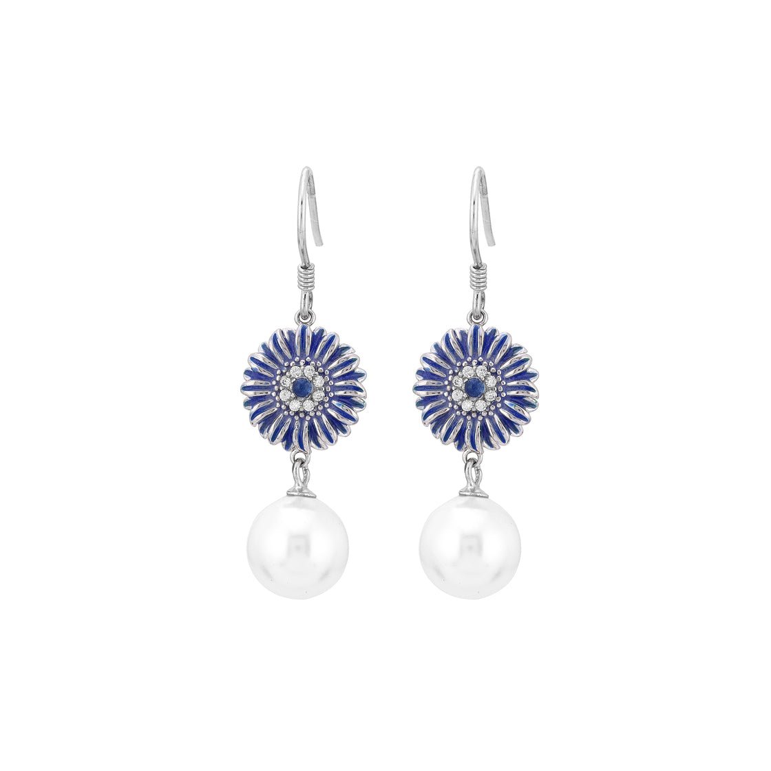 Sunlit Blue Hoop Earrings - 925 Sterling Silver - Shining Silver.in