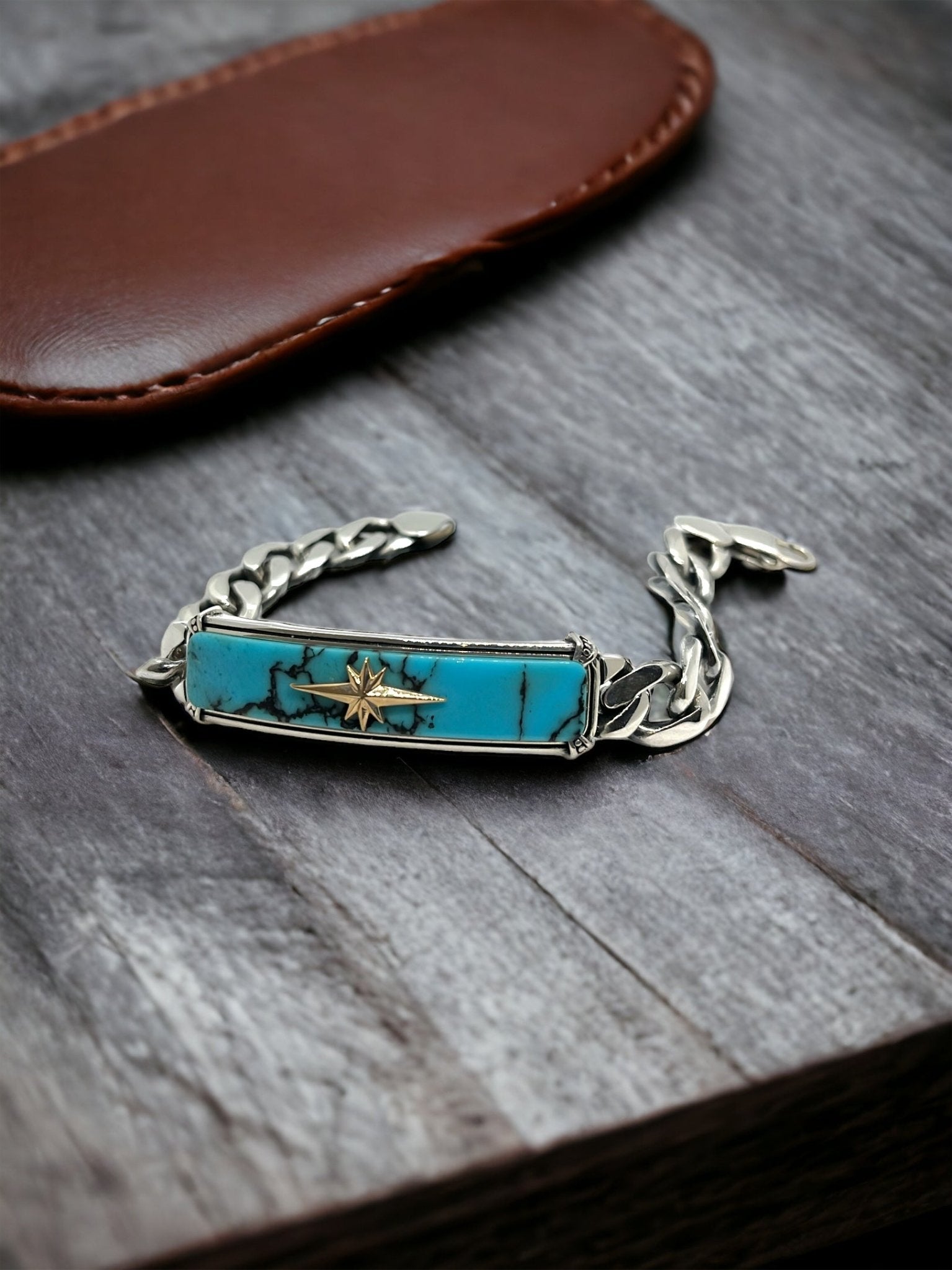 925 Sterling Silver Antique Turquoise (firoza) Bracelet - ShiningSilver.in