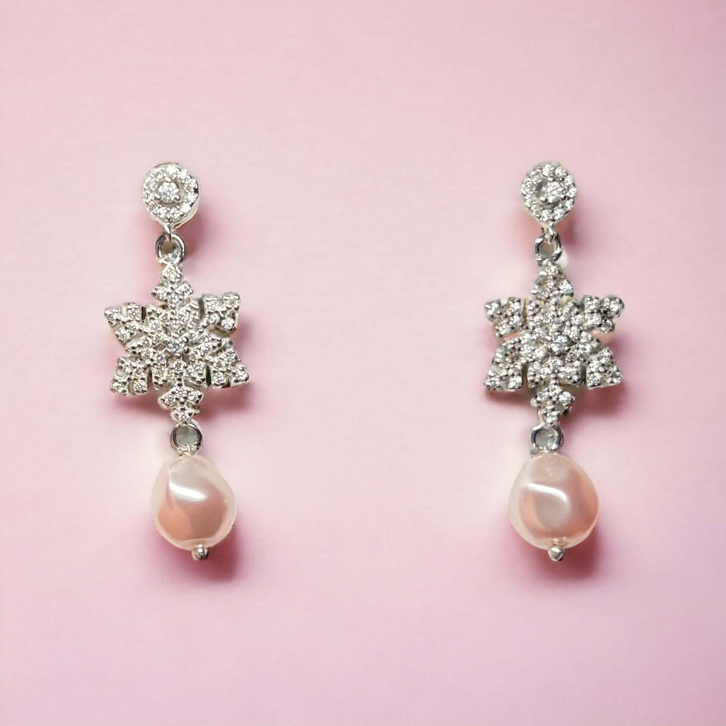 Rose Snowflake Earrings - ShiningSilver.in