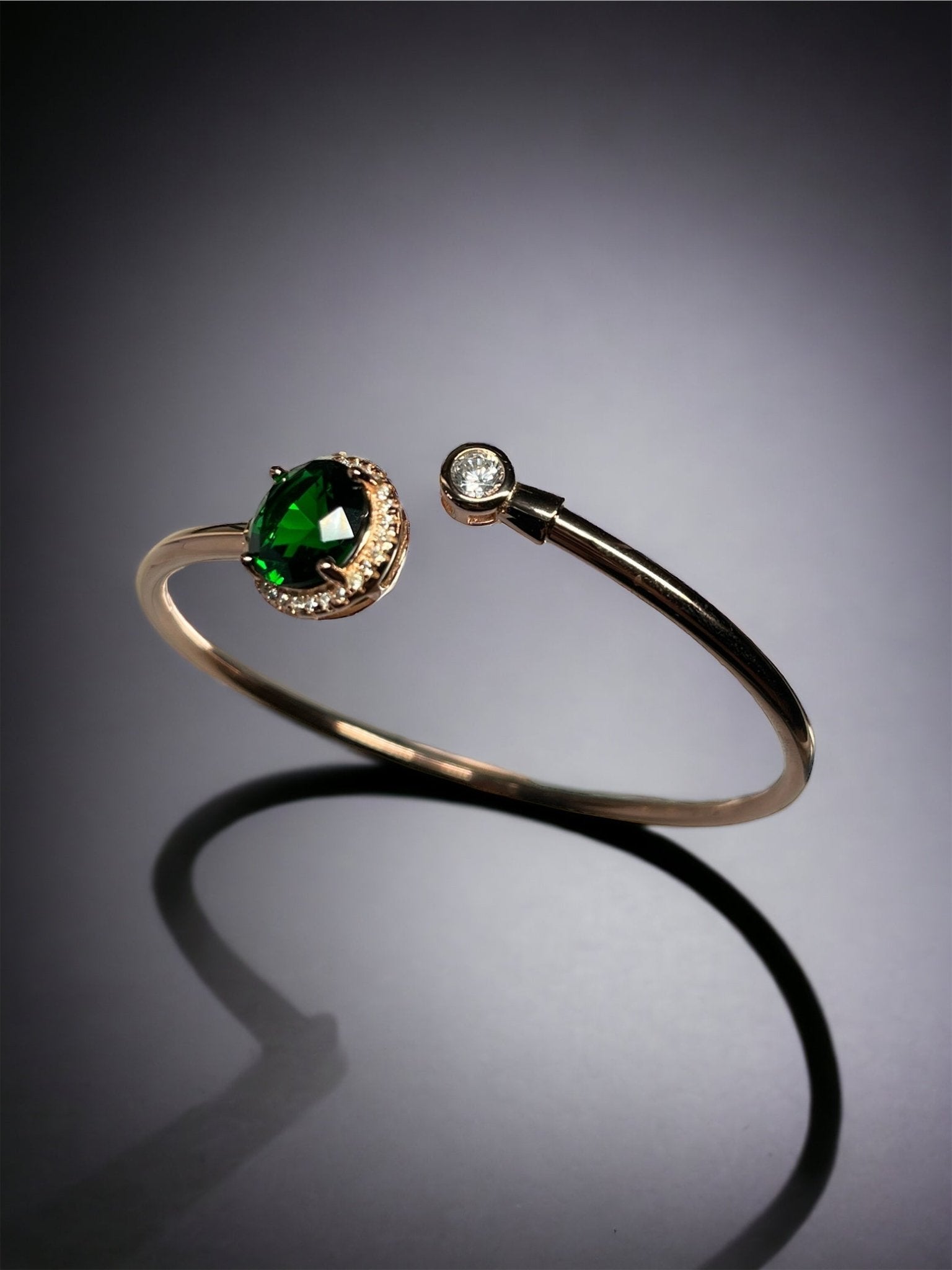 Rosegold Emerald Studded Bracelet - ShiningSilver.in