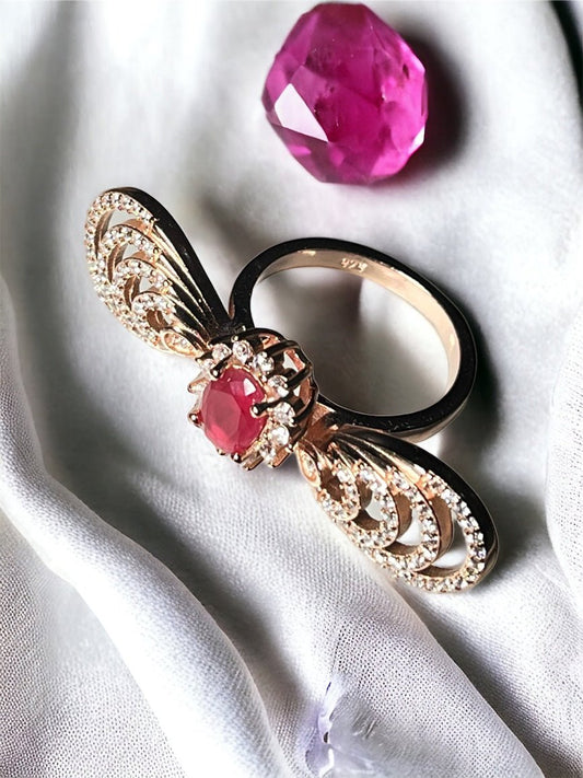 Rosegold Ruby Ring - ShiningSilver.in