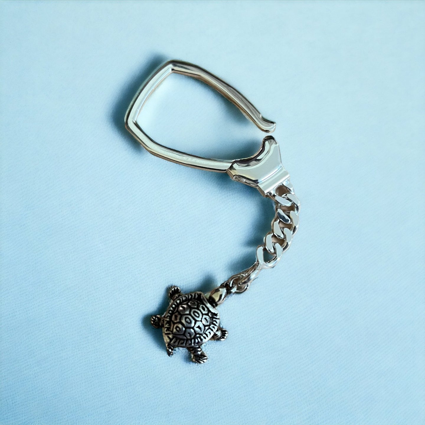 Silver KeyChain With Turtle Charm - ShiningSilver.in